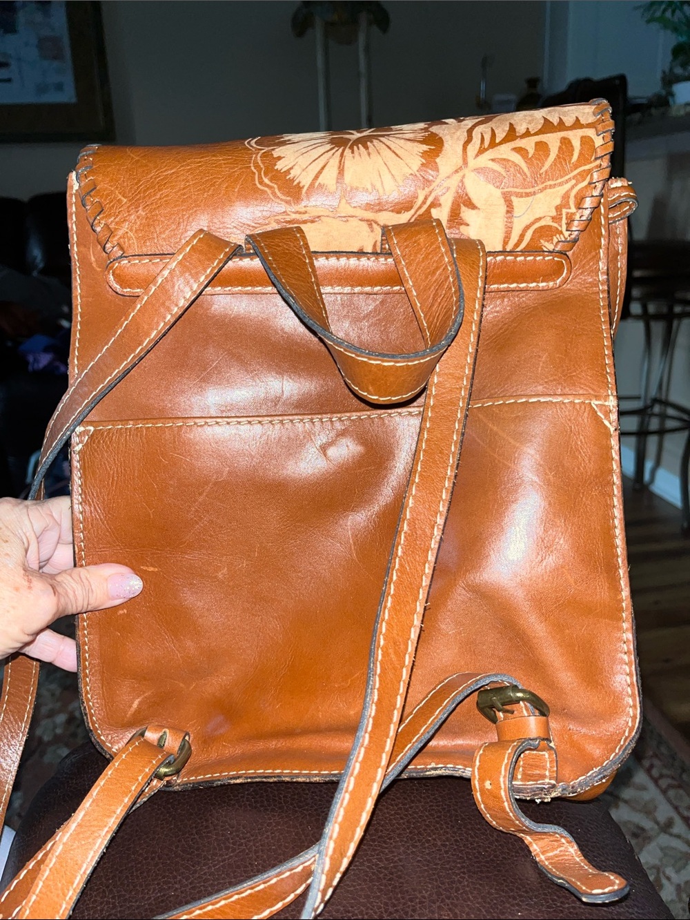 EUC Patricia Nash Tooled Embossed Leather Backpack - Picture 2 of 5